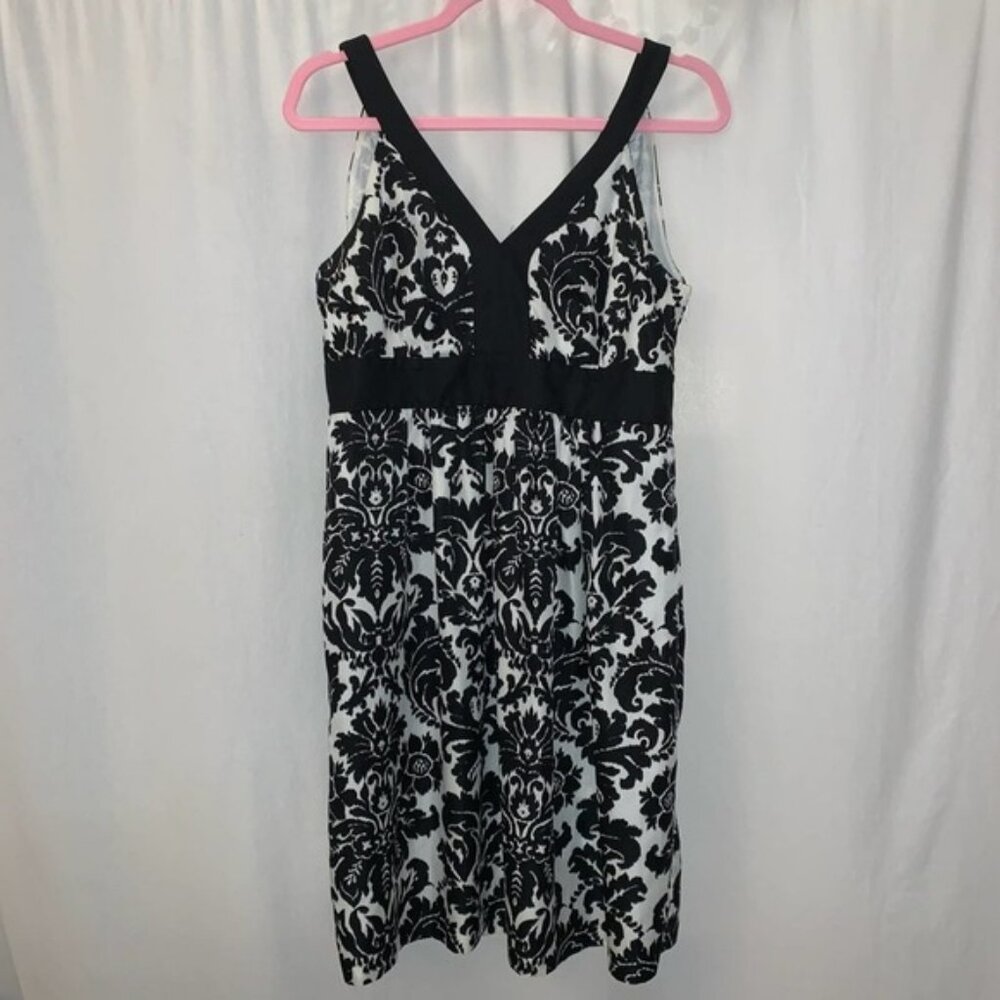 Ann Taylor LOFT Women’s Black & White Damask Slip Dress Size 6